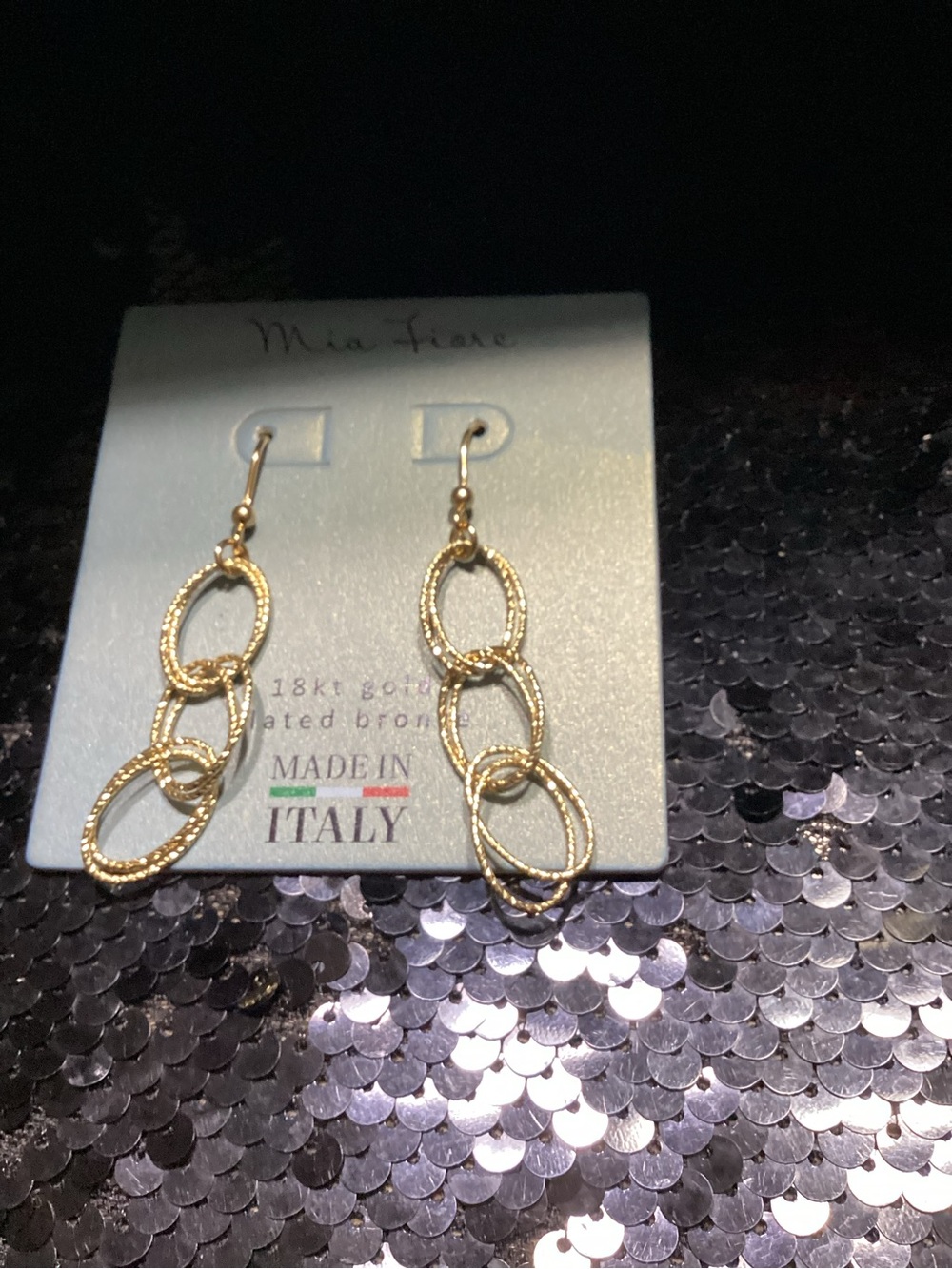 Mia Fiore Textured Gold Link Drop Earrings